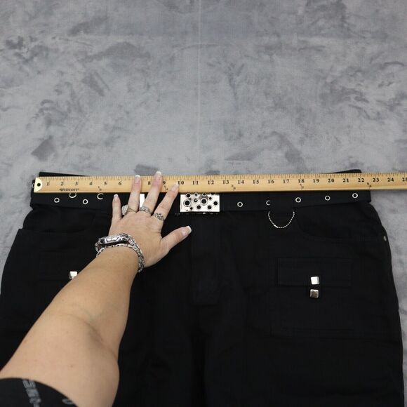 Casual Short Womens 3X Black Classic Cargo Pockets Belted Button Zip Bottoms - Picture 3 of 14